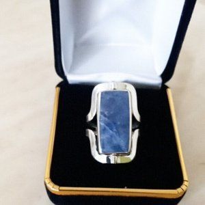 Ring Silver 950 Adjustable Ring with natural stones 2 colors reversible.new